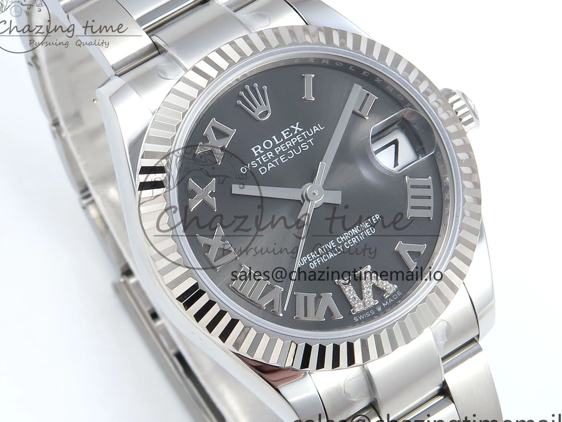 MiroTime 0518 EasyMatch DateJust 31 278274 ARF 1:1 Best Edition 904L Steel Gray Roman Diamonds Dial on SS Oyster Bracelet ETA 550